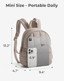 BAGSMART Mini Backpack for Women, Lightweight Puffer Small Backpack Purse, Quilted Casual Travel Daypack, Cute Water-Resistant Bookbag for Daily, Olive Green