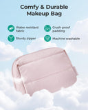 BAGSMART Puffy Makeup Bag, Wide Opening Cosmetic Bag Compact & Spacious, Water - Resistant Travel Organizer Pouches for Women (Baby Pink)