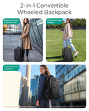 BAGSMART Rolling Backpack for Women, Wheeled Backpack with Packing Cube, Travel Back pack with Wheels, Carry On Suitcase Bag 17 Inch Large Roller Daypack, Champagne