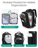 BAGSMART Rolling Backpack for Women, Wheeled Backpack with Packing Cube, Travel Back pack with Wheels, Carry On Suitcase Bag 17 Inch Large Roller Daypack, Champagne