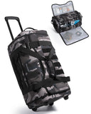 BAGSMART Rolling Duffle Bag with Wheels, Tactical Carry on Luggage, Travel Bag Gym Duffel for Men Women, Duffel with PVC Wet Pocket, Camouflage
