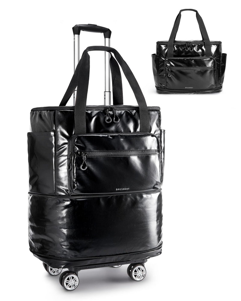 BAGSMART Rolling Duffle Bag with Wheels, Travel Duffel Luggage Bag for Women, Water Repellent Heavy Duty for Travel Camp, Charcoal, Medium, 48L