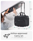 BAGSMART Rolling Laptop Bag, Briefcase with Wheels Fits 17.3 Inch Laptop, Computer Overnight Rolling Bag with TSA Lock for Travel/Men/Women, Black