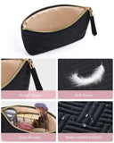 BAGSMART Small Cosmetic Bag, Elegant Roomy Makeup Bags,Great Gifts for Women,Travel Waterproof Toiletry Bag Accessories Organizer Gifts(Black - 1pcs)