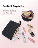 BAGSMART Small Cosmetic Bag, Elegant Roomy Makeup Bags,Great Gifts for Women,Travel Waterproof Toiletry Bag Accessories Organizer Gifts(Black - 1pcs)