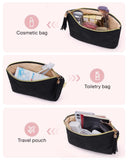 BAGSMART Small Cosmetic Bag, Elegant Roomy Makeup Bags,Great Gifts for Women,Travel Waterproof Toiletry Bag Accessories Organizer Gifts(Black - 1pcs)