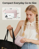 BAGSMART Small Makeup Bag, Puffy Portable Cosmetic Pouch with Charm Zipper, Water - Resistant Travel Organizer for Women (Baby Pink, Small)