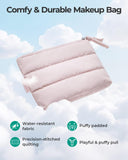 BAGSMART Small Makeup Bag, Puffy Portable Cosmetic Pouch with Charm Zipper, Water - Resistant Travel Organizer for Women (Baby Pink, Small)