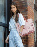 BAGSMART Small Tote Bag for Women, Lightweight Zippered Travel Handbag Casual Purse for Work, Pink