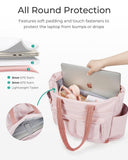 BAGSMART Small Tote Bag for Women, Lightweight Zippered Travel Handbag Casual Purse for Work, Pink