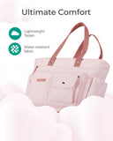 BAGSMART Small Tote Bag for Women, Lightweight Zippered Travel Handbag Casual Purse for Work, Pink