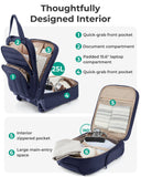 BAGSMART Small Underseat Carry on Luggage with Wheels, 16 inch Small Under Seat Luggage, Lightweight Travel Suitcase for Women, Navy Blue