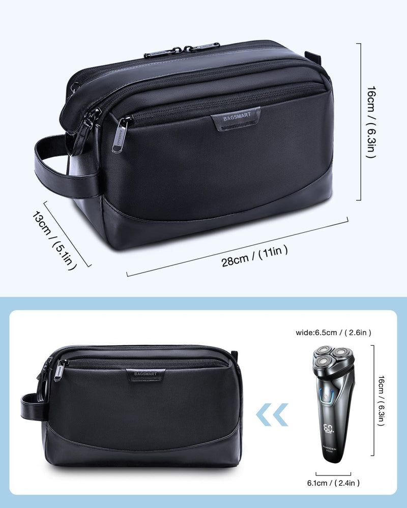 BAGSMART Toiletry Bag for Men, Large Travel Toiletry Organizer, Dopp Kit Water - resistant Shaving Bag for Toiletries Accessories - Black