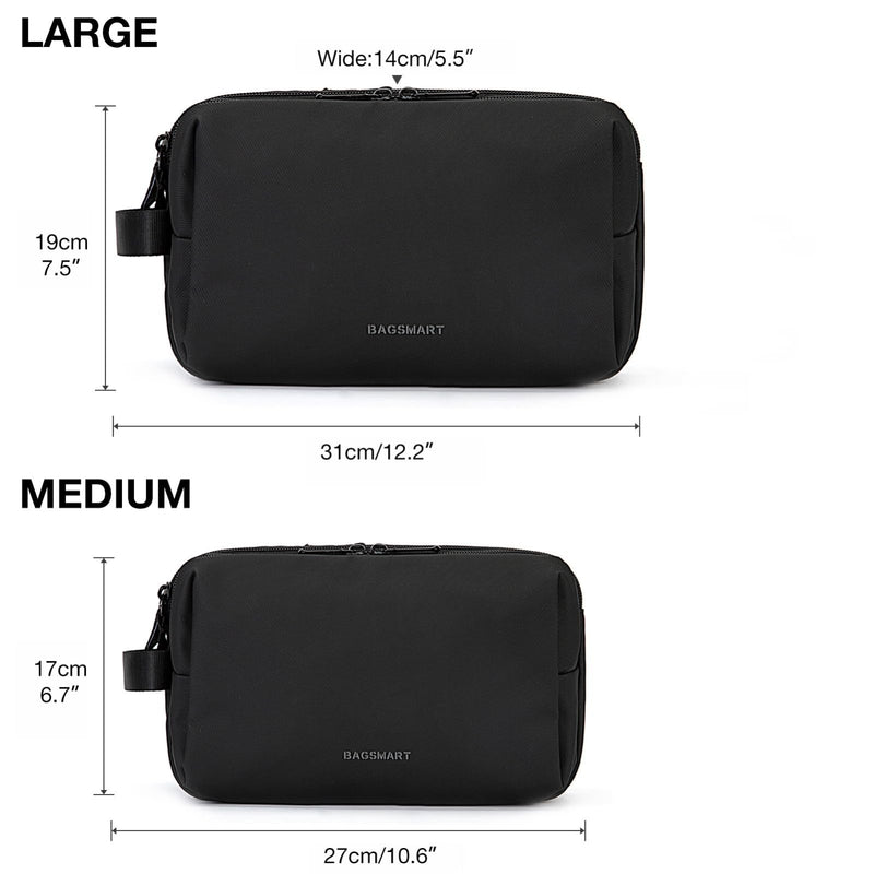 BAGSMART Toiletry Bag for Men, Travel Toiletry Organizer Dopp Kit Water - resistant Shaving Bag for Toiletries Accessories, Door Room Essentials, Black - medium
