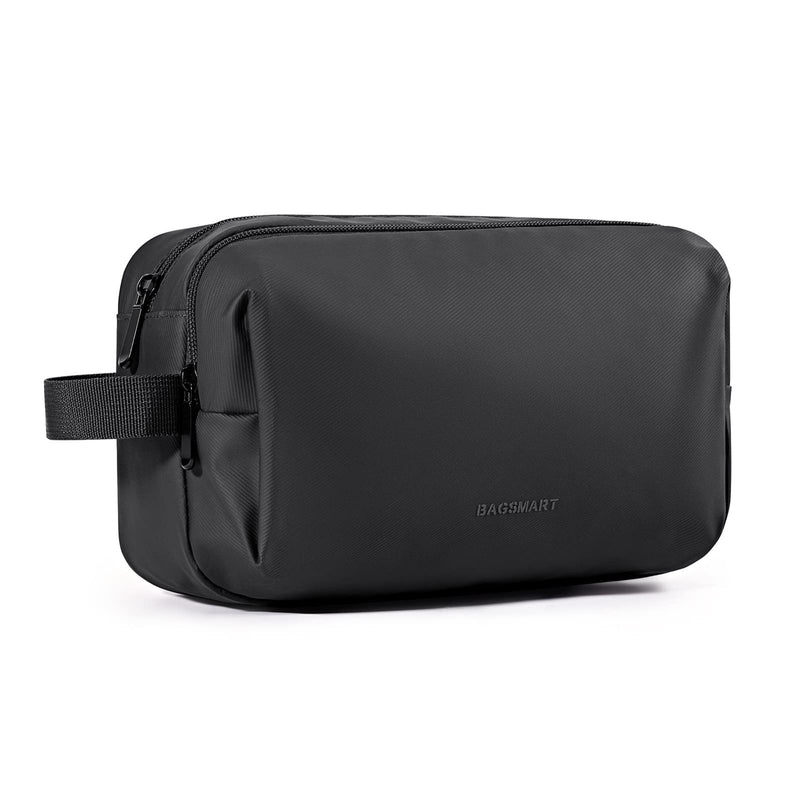 BAGSMART Toiletry Bag for Men, Travel Toiletry Organizer Dopp Kit Water - resistant Shaving Bag for Toiletries Accessories, Door Room Essentials,Black - basic