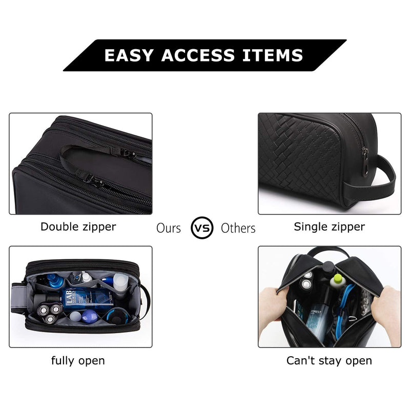 BAGSMART Toiletry Bag for Men, Travel Toiletry Organizer Dopp Kit Water - resistant Shaving Bag for Toiletries Accessories, Door Room Essentials,Black - large