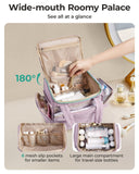 BAGSMART Toiletry Bag for Women with Dual - Padded Handles, Puffy Lightweight Makeup Bag for Makeup Accessories, Brushes Set, Travel - Sized Container, Camel