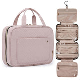 BAGSMART Toiletry Bag Travel Bag with Hanging Hook, Water - resistant Makeup Cosmetic Bag Travel Organizer for Accessories, Shampoo, Full - size Container, Toiletries (Baby Pink, Medium)