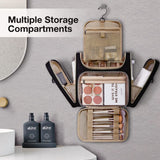 BAGSMART Toiletry Bag, Travel Toiletry Bag for Women, Water - resistant Cosmetic Makeup Bag, Large Capacity Door Room Essentials Travel Organizer for Full Sized Toiletries and Cosmetics, Black