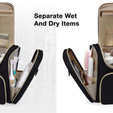 BAGSMART Toiletry Bag, Travel Toiletry Bag for Women, Water - resistant Cosmetic Makeup Bag, Large Capacity Door Room Essentials Travel Organizer for Full Sized Toiletries and Cosmetics, Black
