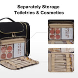 BAGSMART Toiletry Bag, Travel Toiletry Bag for Women, Water - resistant Cosmetic Makeup Bag, Large Capacity Door Room Essentials Travel Organizer for Full Sized Toiletries and Cosmetics, Black