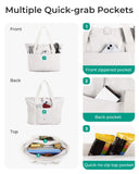 BAGSMART Tote Bag for Women, Foldable Tote Bag With Zipper Travel Large Shoulder Bag Handbag for Work