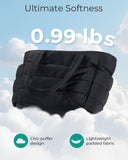 BAGSMART Tote Bag for Women, Lightweight Puffy Tote Bag with Compartments Shoulder Bag Handbag Quilted Shoulder Bag Handbag for Travel, Work, Beach, Gym, Shop (Black)