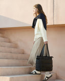 BAGSMART Tote Bag for Women, Lightweight Puffy Tote Bag with Compartments Shoulder Bag Handbag Quilted Shoulder Bag Handbag for Travel, Work, Beach, Gym, Shop (Black)