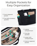 BAGSMART Tote Bag for Women, Lightweight Puffy Tote Bag with Compartments Shoulder Bag Handbag Quilted Shoulder Bag Handbag for Travel, Work, Beach, Gym, Shop (Black)