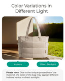 BAGSMART Tote Bag for Women, Lightweight Puffy Tote Bag with Compartments Shoulder Bag Handbag Quilted Shoulder Bag Handbag for Travel, Work, Beach, Gym, Shop(Grayish Brown)