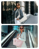 BAGSMART Tote Bag for Women, Quilted Travel Top Handle, Large Shoulder HandBags with Zipper for Work