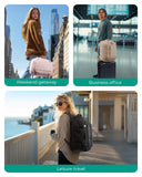 BAGSMART Travel Backpack Carry on Flight Approved, 28L Lightweight Backpack Fits 17.3 Inch Laptop for Men Women, Water Resistant Personal Item Travel Bag with USB Charging Port, Pink