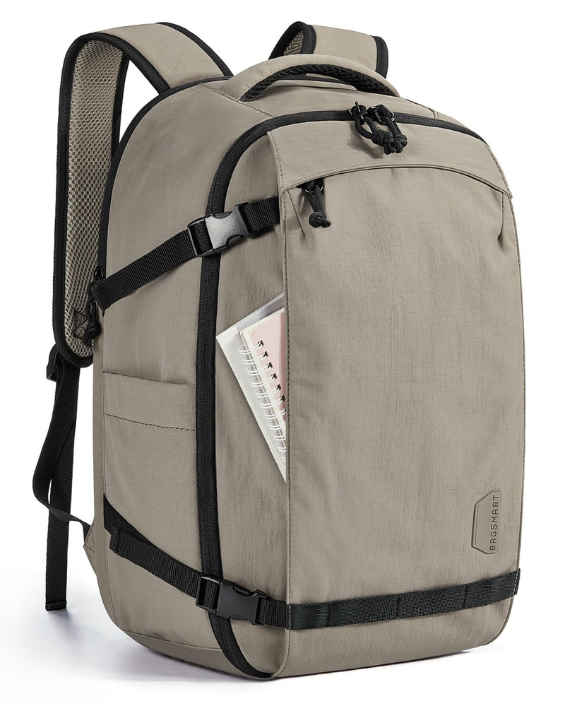 BAGSMART Travel Backpack Women, 15.6 Inch Carry On Backpack Flight Approved, TSA Approved Personal Item Travel Bag, Water Resistant Weekender Bag Luggage Daypack, Brown
