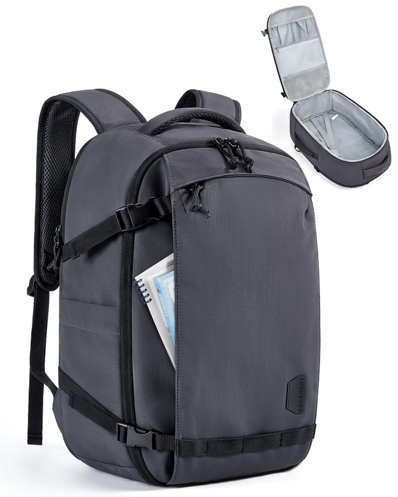 BAGSMART Travel Backpack Women, 17.3 Inch Carry On Backpack Flight Approved, TSA Approved Personal Item Travel Bag, Water Resistant Weekender Bag Luggage Daypack, Charcoal
