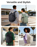 BAGSMART Travel Backpack Women, 17.3 Inch Carry On Backpack Flight Approved, TSA Approved Personal Item Travel Bag, Water Resistant Weekender Bag Luggage Daypack, Charcoal