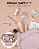 BAGSMART Travel Makeup Bag, Cosmetic Bag Small Make Up Organizer Case,Wide - open Pouch for Women Purse for Toiletries Accessories Brushes Pink