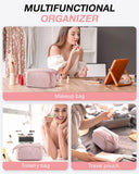 BAGSMART Travel Makeup Bag, Cosmetic Bag Small Make Up Organizer Case,Wide - open Pouch for Women Purse for Toiletries Accessories Brushes Pink