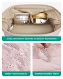 BAGSMART Travel Makeup Bag, Cosmetic Bag Small Make Up Organizer Case,Wide - open Pouch for Women Purse for Toiletries Accessories Brushes,Large Beige