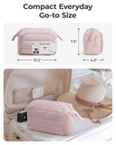 BAGSMART Travel Makeup Bag, Cosmetic Bag Small Make Up Organizer Case,Wide - open Pouch for Women Purse for Toiletries Accessories Brushes,Large Beige