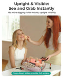 BAGSMART Travel Makeup Bag for Women, Portable Fold - down Cosmetic Case, Puffy Padded Make Up Organizer Pouch, Water - resistant Toiletry Bag for Toiletries, Brushes (Brown)