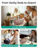 BAGSMART Travel Makeup Bag for Women, Portable Fold - down Cosmetic Case, Puffy Padded Make Up Organizer Pouch, Water - resistant Toiletry Bag for Toiletries, Brushes (Brown)