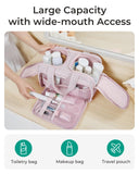 BAGSMART Travel Toiletry Bag, Crush Toiletry Bag for Women, Wide - open Puffy Toiletry Bags for Traveling, Large Travel Cosmetic Makeup Bag Organizer for Accessories,Toiletrie, Pink