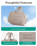 BAGSMART Travel Toiletry Bag, Crush Toiletry Bag for Women, Wide - open Puffy Toiletry Bags for Traveling, Large Travel Cosmetic Makeup Bag Organizer for Accessories,Toiletrie, Grayish Brown