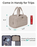 BAGSMART Travel Toiletry Bag, Crush Toiletry Bag for Women, Wide - open Puffy Toiletry Bags for Traveling, Large Travel Cosmetic Makeup Bag Organizer for Accessories,Toiletrie, Grayish Brown