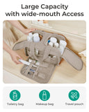 BAGSMART Travel Toiletry Bag, Crush Toiletry Bag for Women, Wide - open Puffy Toiletry Bags for Traveling, Large Travel Cosmetic Makeup Bag Organizer for Accessories,Toiletrie, Grayish Brown