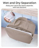 BAGSMART Travel Toiletry Bag, Crush Toiletry Bag for Women, Wide - open Puffy Toiletry Bags for Traveling, Large Travel Cosmetic Makeup Bag Organizer for Accessories,Toiletrie, Grayish Brown