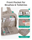 BAGSMART Travel Toiletry Bag, Crush Toiletry Bag for Women, Wide - open Puffy Toiletry Bags for Traveling, Large Travel Cosmetic Makeup Bag Organizer for Accessories,Toiletrie, Grayish Brown