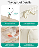 BAGSMART Travel Toiletry Bag for Womne, Hanging Travel Bag for Toiletries, Puffy Makeup Cosmetic Bag Organizer, Carry - on Travel Accessories Essentials, Beige