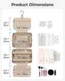 BAGSMART Travel Toiletry Bag for Womne, Hanging Travel Bag for Toiletries, Puffy Makeup Cosmetic Bag Organizer, Carry - on Travel Accessories Essentials, Beige