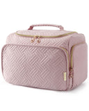 BAGSMART Travel Toiletry Bag, Large Wide-open Makeup Cosmetic Travel Bag for Toiletries with Handle, Pink-L